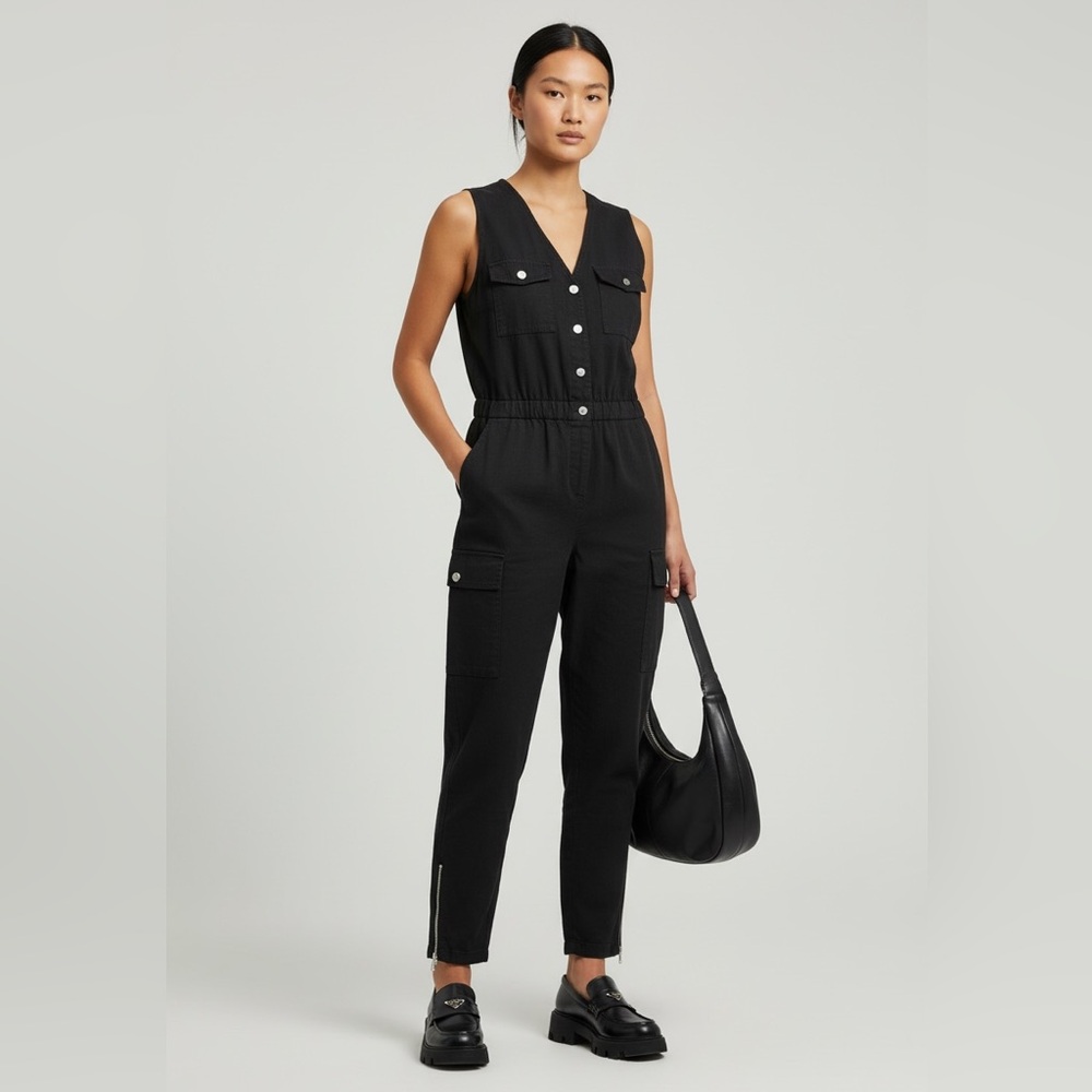 Anthropologie Avec Les Filles Black Cargo Utility Jumpsuit 2